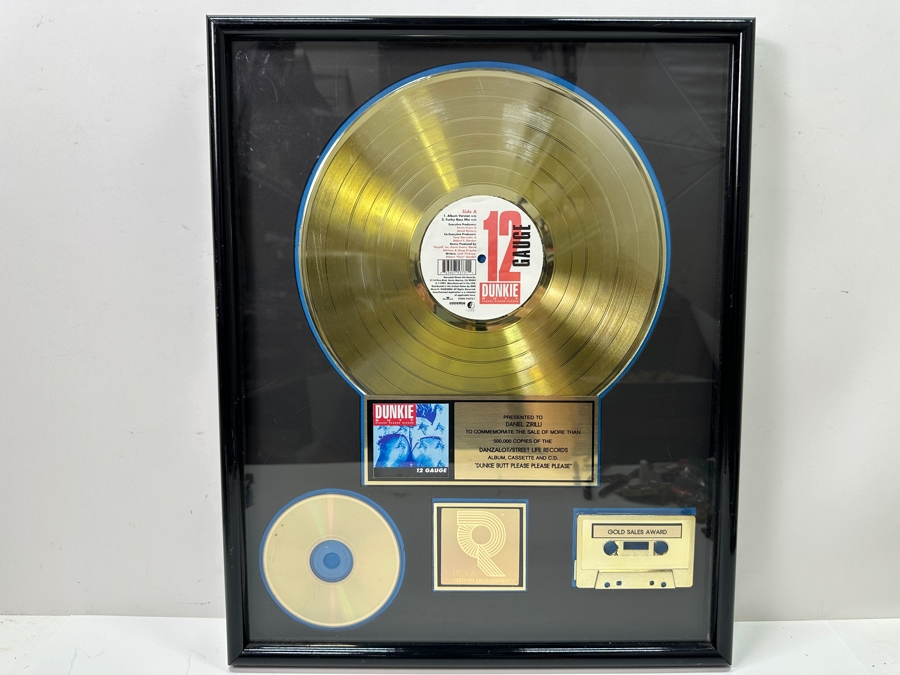 Framed Gold Record 12 Gauge Gold Sales Award Presented To Daniel Zirilli To Commemorate The Sale Of 500,000 Copies Of The Danzalot/Street Life Records 'Dunkie Butt Please Please Please' Framed 17 X 21 [Photo 2]