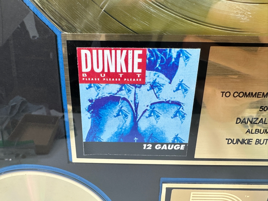 Framed Gold Record 12 Gauge Gold Sales Award Presented To Daniel Zirilli To Commemorate The Sale Of 500,000 Copies Of The Danzalot/Street Life Records 'Dunkie Butt Please Please Please' Framed 17 X 21 [Photo 7]