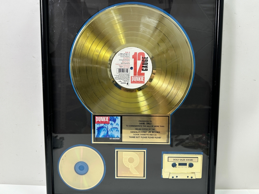 Framed Gold Record 12 Gauge Gold Sales Award Presented To Daniel Zirilli To Commemorate The Sale Of 500,000 Copies Of The Danzalot/Street Life Records 'Dunkie Butt Please Please Please' Framed 17 X 21 [Photo 3]