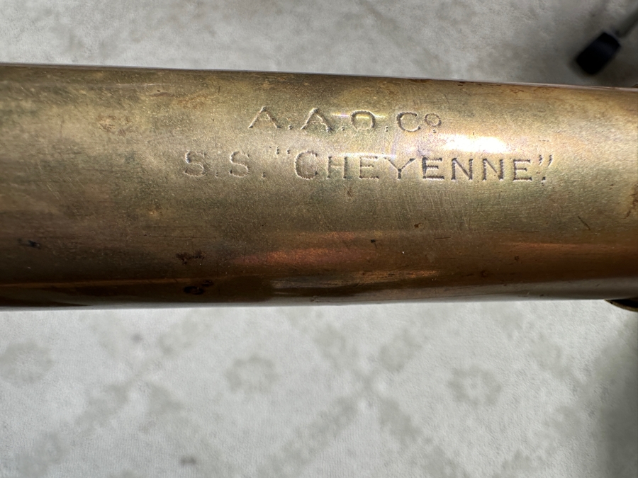 Antique British Brass Naval Telescope By Calvin, White & Hutton London Engraved S. S. 'Cheyenne' 32'L [Photo 6]