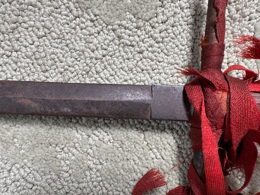 Old Hand Forged Steel Sword With Wooden Handle 36'L [Photo 5]