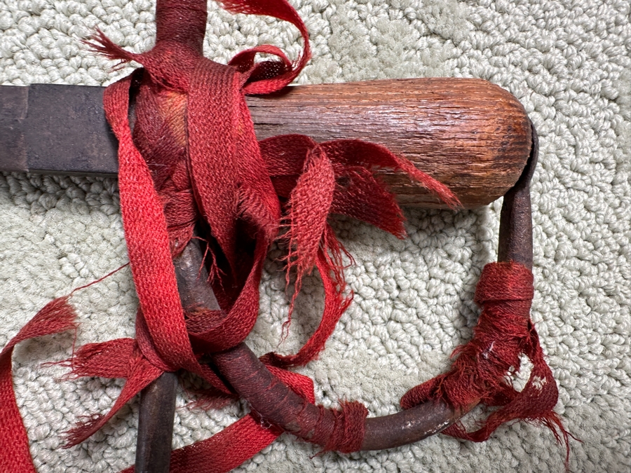 Old Hand Forged Steel Sword With Wooden Handle 36'L [Photo 4]