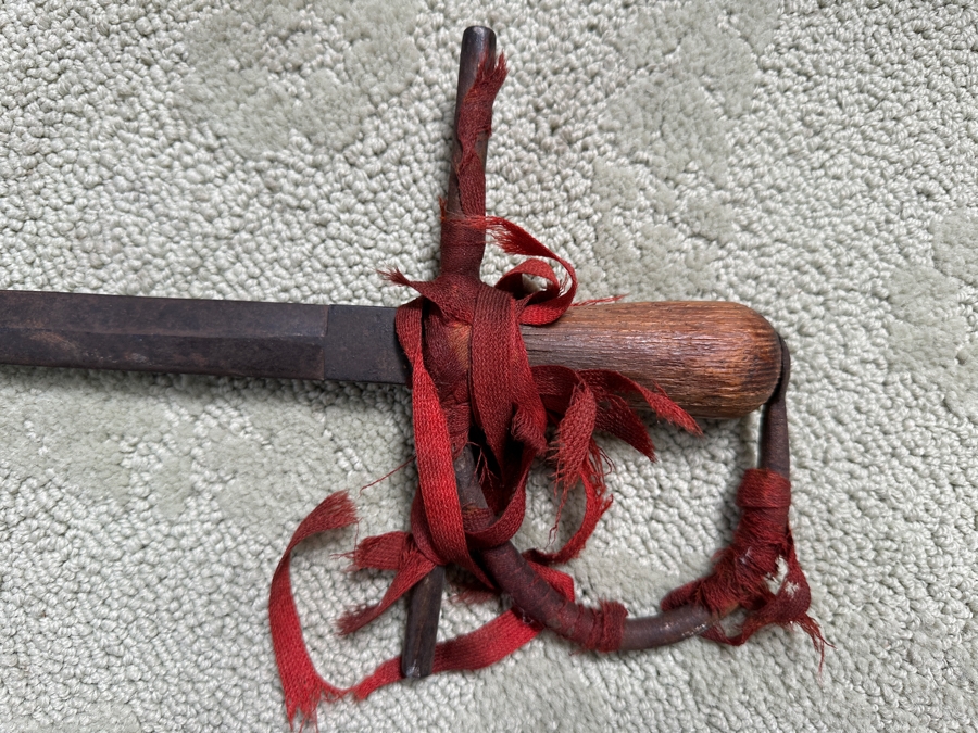 Old Hand Forged Steel Sword With Wooden Handle 36'L [Photo 3]