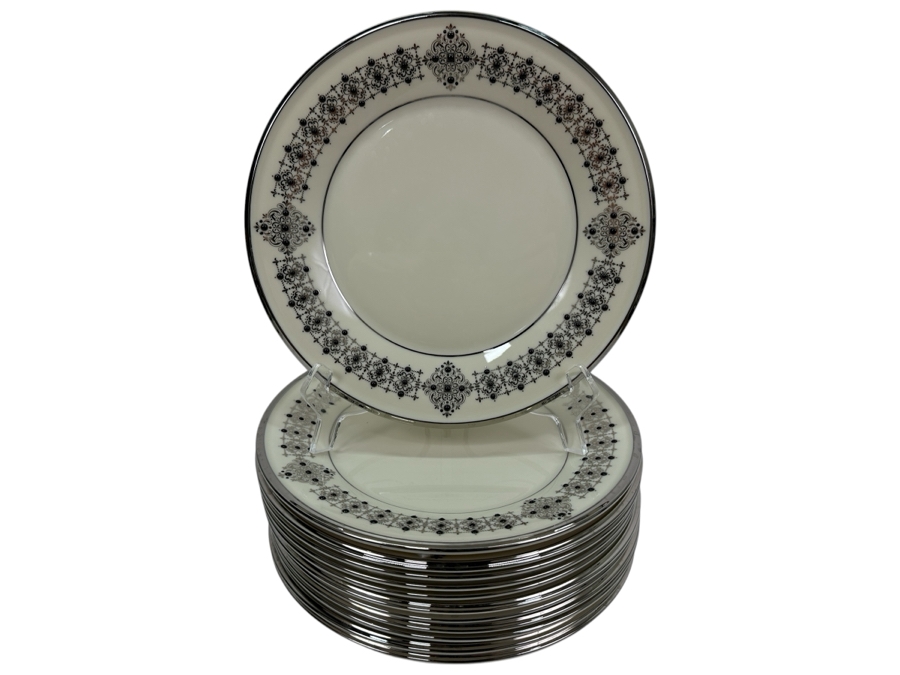 (12) Lenox Solitaire Dimension Collection 9 3/8'W Porcelain Plates Retails $600