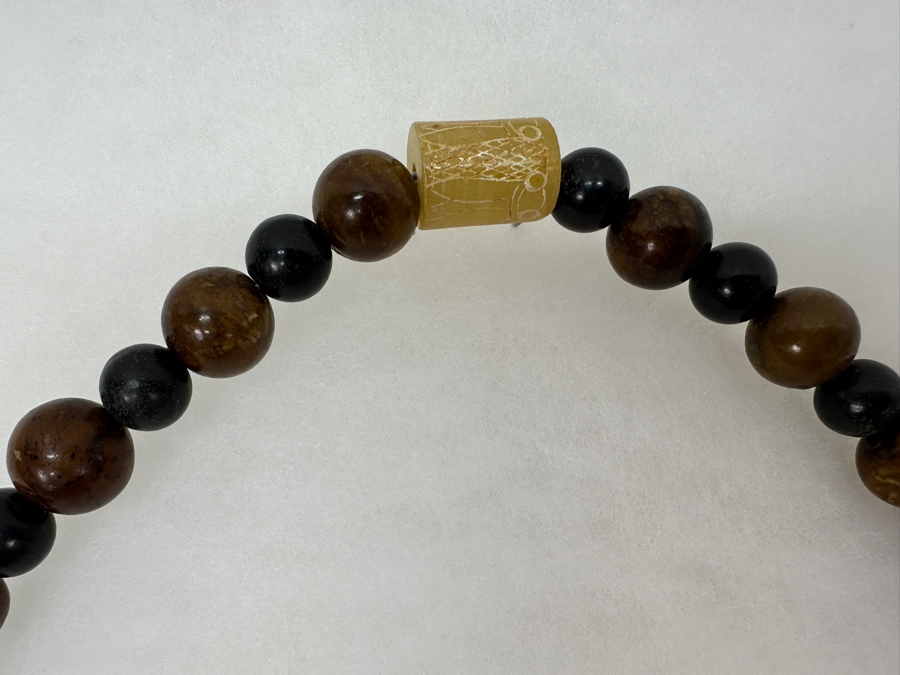 Vintage Chinese Carved Jade / Stone 28' Necklace And Vintage Chinese Carved Jade Seal [Photo 11]