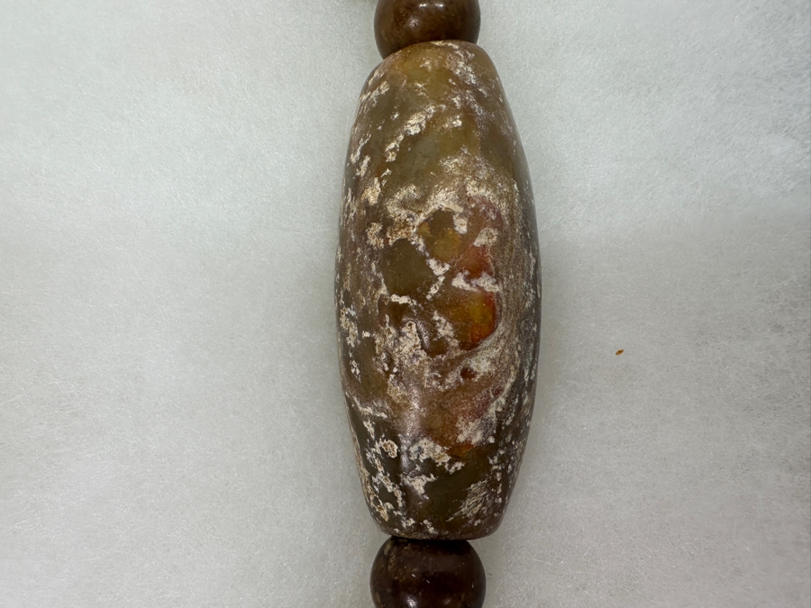 Vintage Chinese Carved Jade / Stone 28' Necklace And Vintage Chinese Carved Jade Seal [Photo 5]