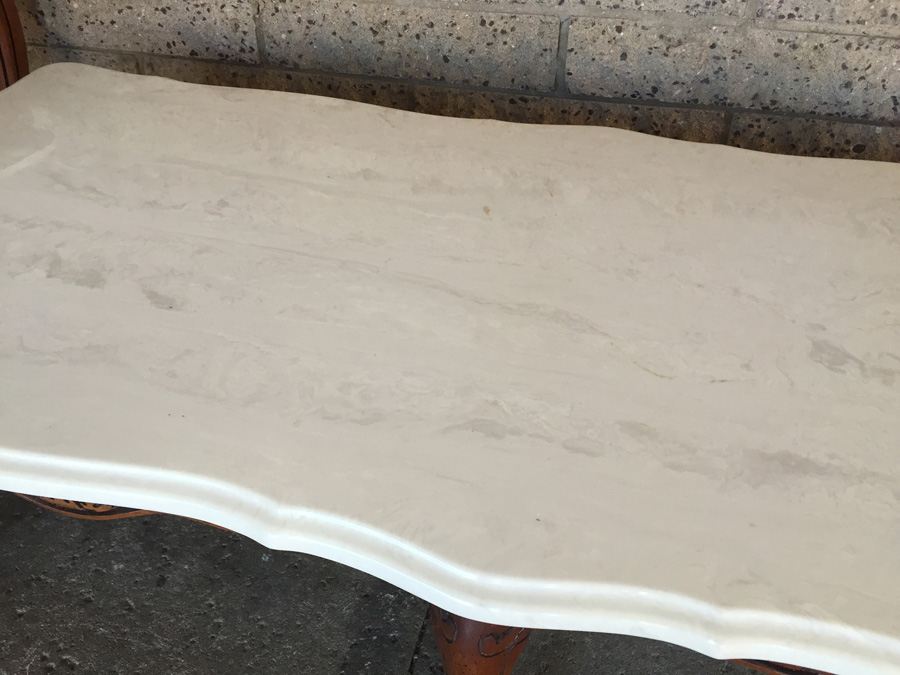 Cherry Wood Coffee Table and Two End Tables with Faux Marble Tops [Photo 9]