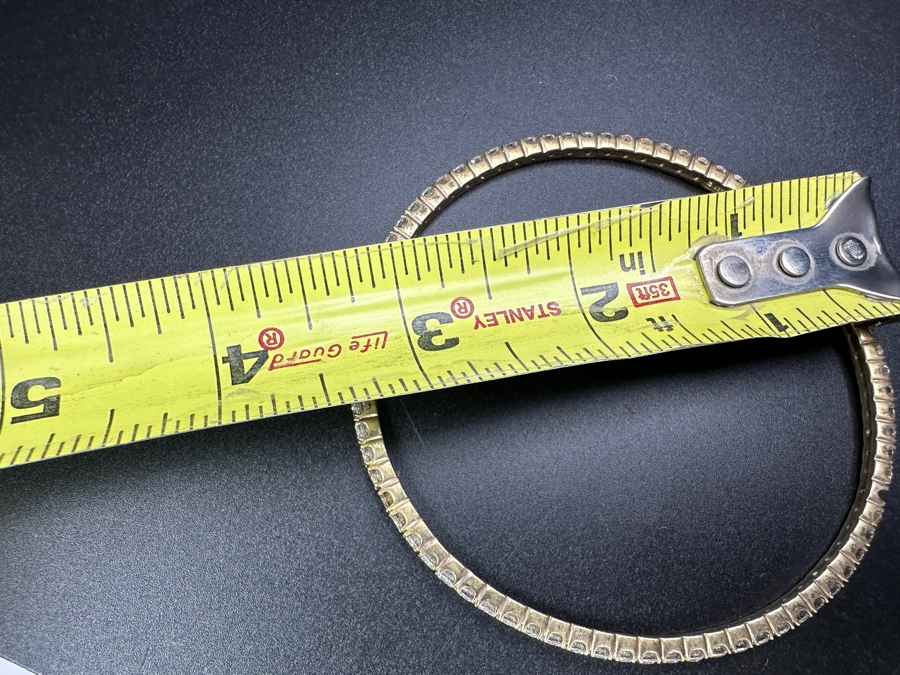 (4) Sterling Silver CZ Bangle Bracelets 3.5'W 77.7g [Photo 6]