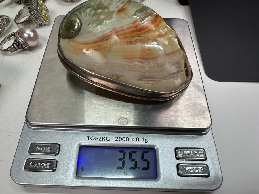 Sterling Silver Framed Abalone Shell Pendant 35.5g [Photo 5]