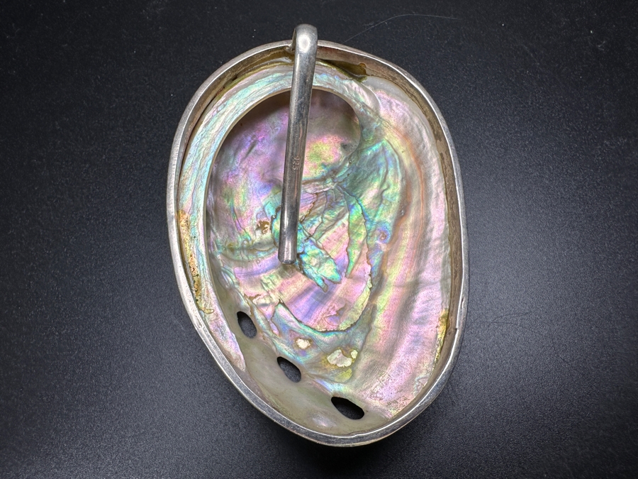 Sterling Silver Framed Abalone Shell Pendant 35.5g [Photo 3]