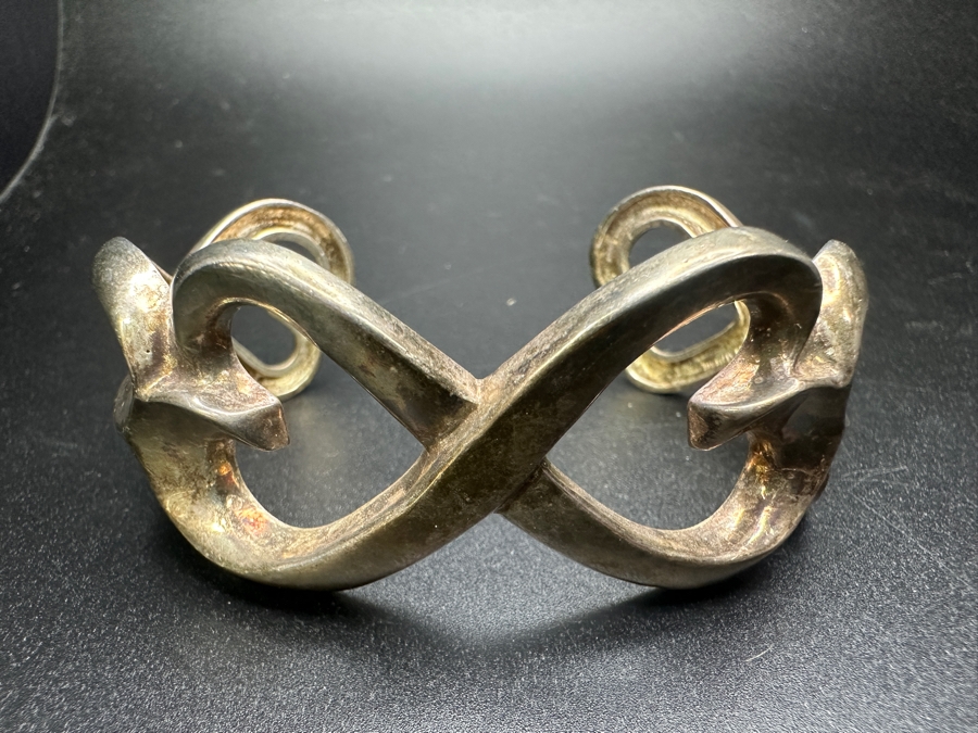 Sterling Silver Tiffany & Co Paloma Picasso Double Loving Heart Cuff Bracelet 46.3g [Photo 2]