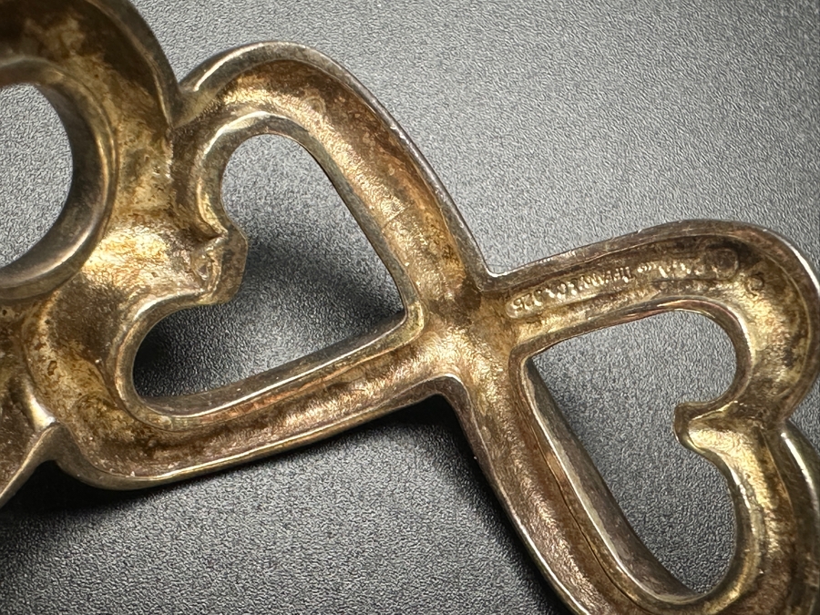 Sterling Silver Tiffany & Co Paloma Picasso Double Loving Heart Cuff Bracelet 46.3g [Photo 6]