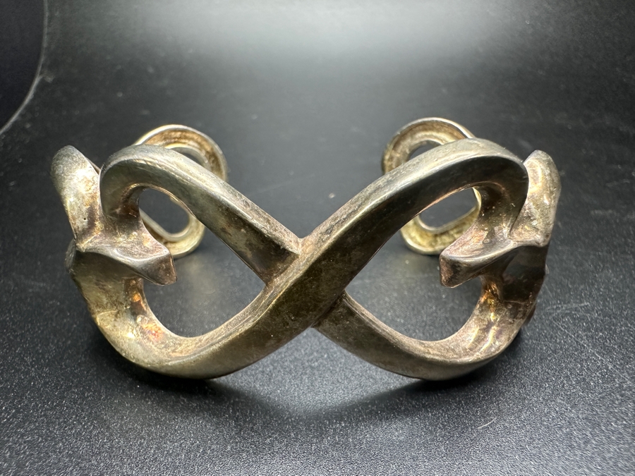 Sterling Silver Tiffany & Co Paloma Picasso Double Loving Heart Cuff Bracelet 46.3g [Photo 3]