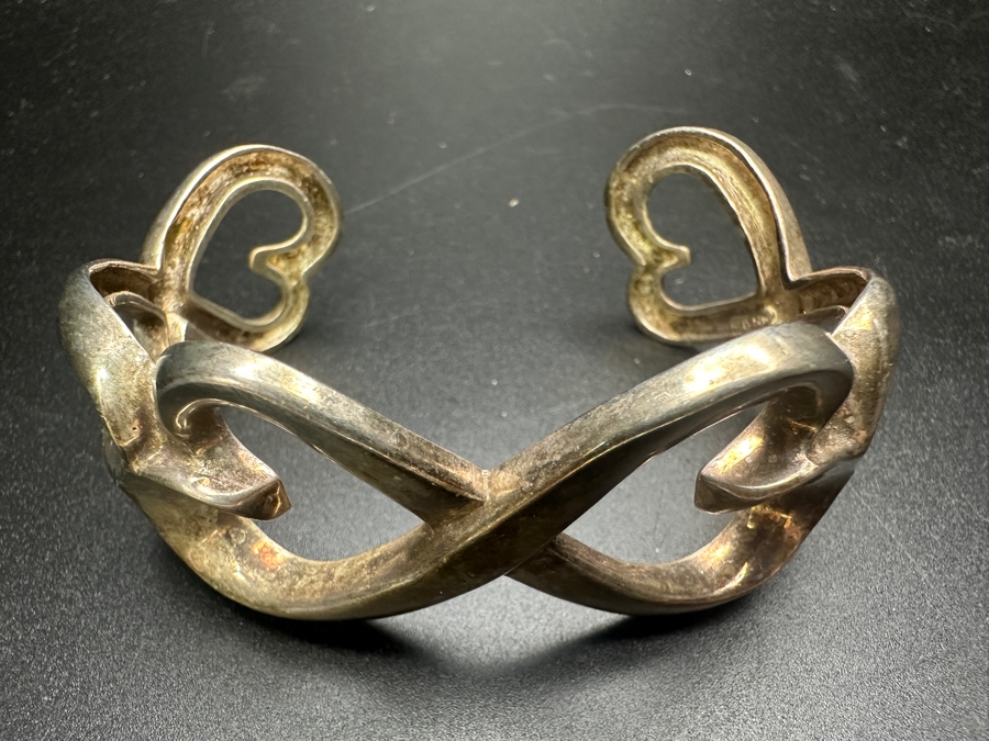 Sterling Silver Tiffany & Co Paloma Picasso Double Loving Heart Cuff Bracelet 46.3g [Photo 4]