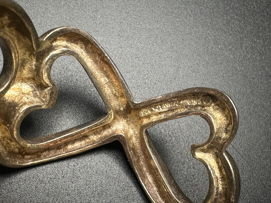 Sterling Silver Tiffany & Co Paloma Picasso Double Loving Heart Cuff Bracelet 46.3g [Photo 5]