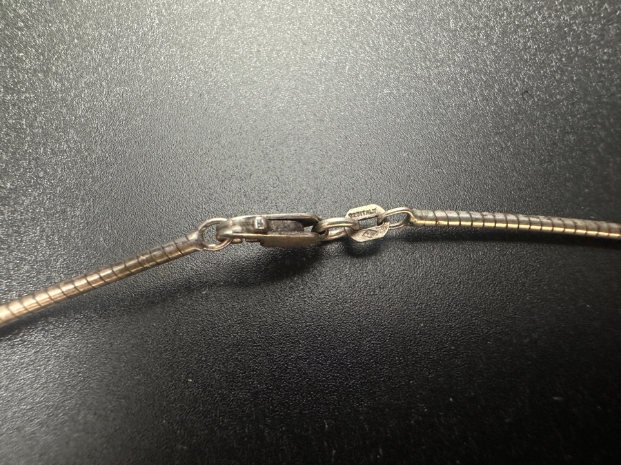 Sterling Silver 17' Italian Necklace With Sterling Silver Moon Pendant 13.2g [Photo 3]