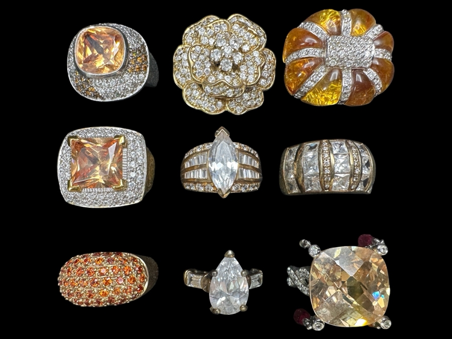 (9) Costume Jewelry Rings