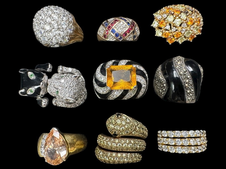 (9) Costume Jewelry Rings