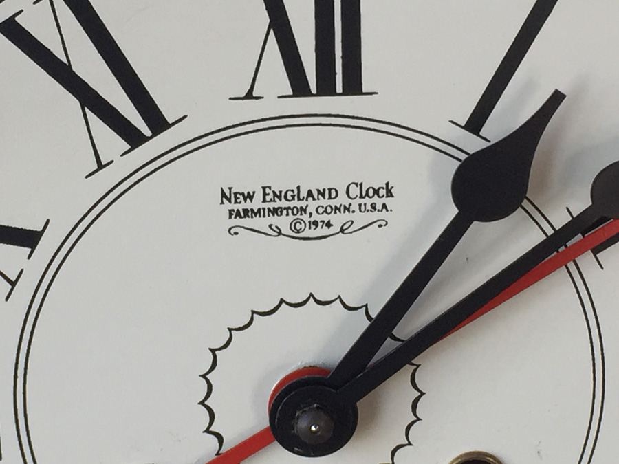 Reproduction Regulator Clock - New England Clock  Farmington, Conn. 1974 [Photo 7]