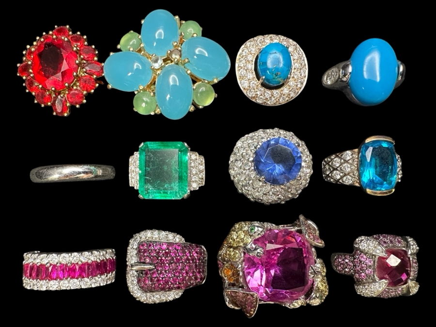 (12) Costume Jewelry Rings
