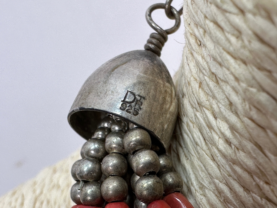Red Coral Bead Necklace With Sterling Silver Beads & Clasp 90.6g [Photo 4]