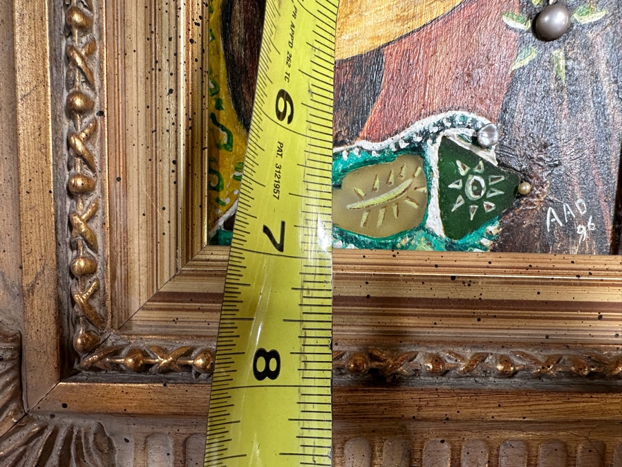 Aad Van Der Heyde (-2018, Dutch) Original Mixed Media Painting On Board Titled 'Jaqueline' Titled And Signed Verso Moorea (Island In French Polynesia) Dated 1996 5 X 7 Framed 13 X 15 [Photo 11]