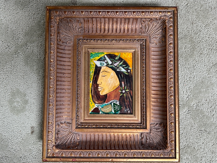 Aad Van Der Heyde (-2018, Dutch) Original Mixed Media Painting On Board Titled 'Jaqueline' Titled And Signed Verso Moorea (Island In French Polynesia) Dated 1996 5 X 7 Framed 13 X 15 [Photo 2]