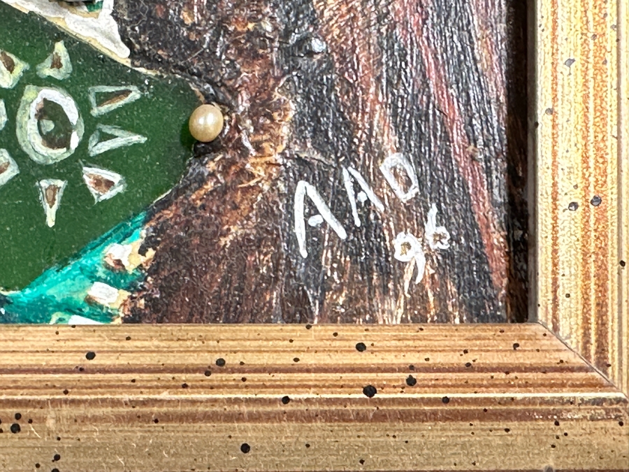 Aad Van Der Heyde (-2018, Dutch) Original Mixed Media Painting On Board Titled 'Jaqueline' Titled And Signed Verso Moorea (Island In French Polynesia) Dated 1996 5 X 7 Framed 13 X 15 [Photo 7]