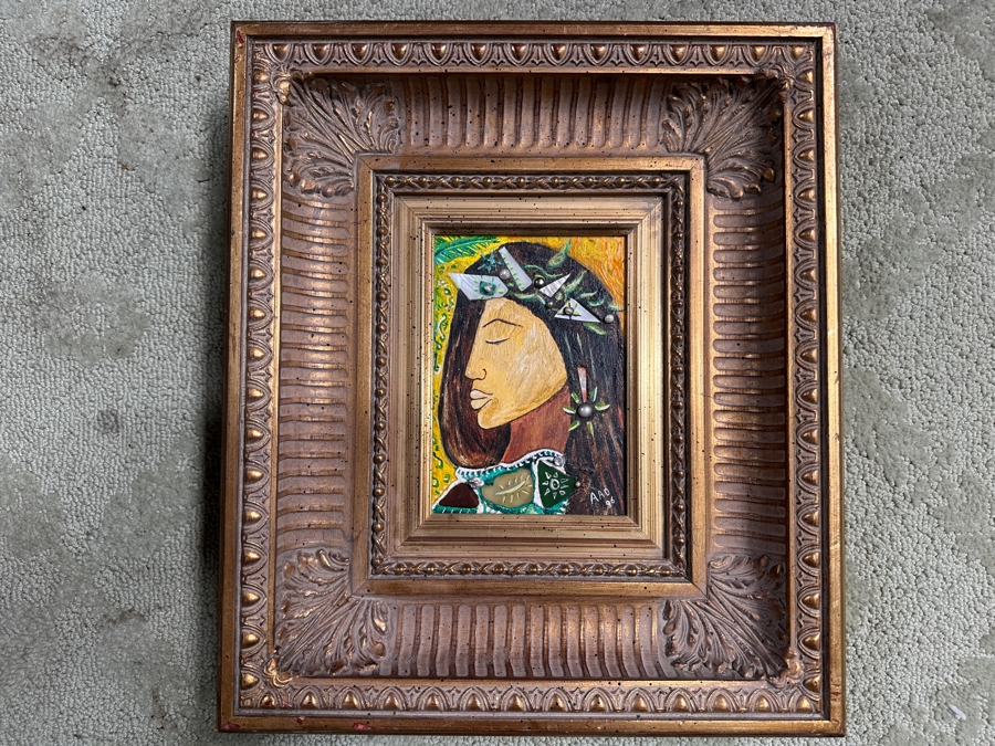 Aad Van Der Heyde (-2018, Dutch) Original Mixed Media Painting On Board Titled 'Jaqueline' Titled And Signed Verso Moorea (Island In French Polynesia) Dated 1996 5 X 7 Framed 13 X 15 [Photo 3]