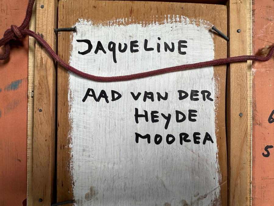 Aad Van Der Heyde (-2018, Dutch) Original Mixed Media Painting On Board Titled 'Jaqueline' Titled And Signed Verso Moorea (Island In French Polynesia) Dated 1996 5 X 7 Framed 13 X 15 [Photo 9]