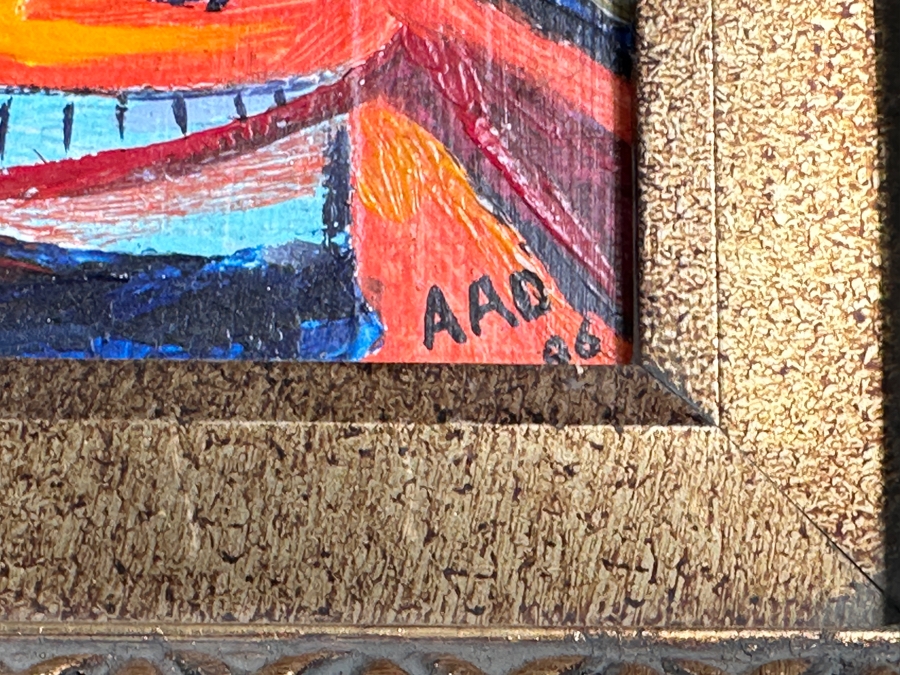 Aad Van Der Heyde (-2018, Dutch) Original Oil Painting On Board Titled 'Mathilde' Titled And Signed Verso Moorea (Island In French Polynesia) Dated 1996 5 X 7 Framed 13 X 15 [Photo 6]