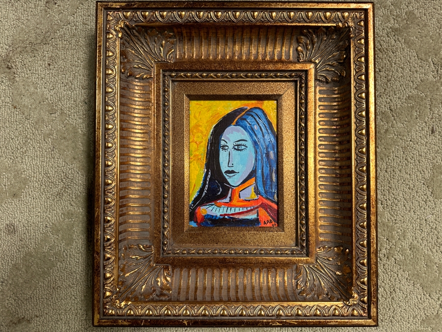 Aad Van Der Heyde (-2018, Dutch) Original Oil Painting On Board Titled 'Mathilde' Titled And Signed Verso Moorea (Island In French Polynesia) Dated 1996 5 X 7 Framed 13 X 15 [Photo 2]