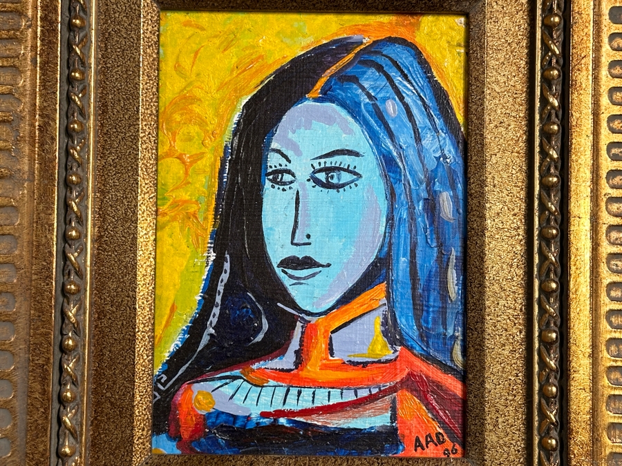 Aad Van Der Heyde (-2018, Dutch) Original Oil Painting On Board Titled 'Mathilde' Titled And Signed Verso Moorea (Island In French Polynesia) Dated 1996 5 X 7 Framed 13 X 15 [Photo 3]