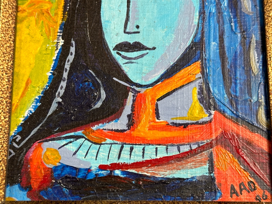 Aad Van Der Heyde (-2018, Dutch) Original Oil Painting On Board Titled 'Mathilde' Titled And Signed Verso Moorea (Island In French Polynesia) Dated 1996 5 X 7 Framed 13 X 15 [Photo 5]