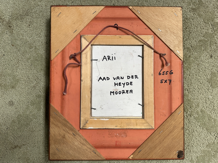 Aad Van Der Heyde (-2018, Dutch) Original Oil Painting On Board Titled 'Arii' Titled And Signed Verso Moorea (Island In French Polynesia) Dated 1996 5 X 7 Framed 13 X 15 [Photo 7]
