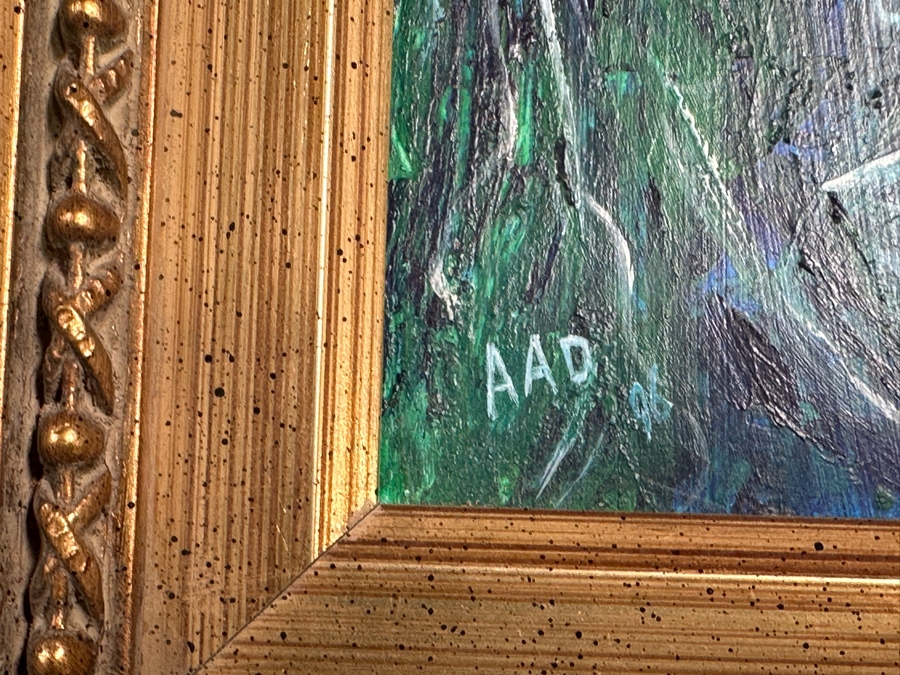 Aad Van Der Heyde (-2018, Dutch) Original Oil Painting On Board Titled 'Arii' Titled And Signed Verso Moorea (Island In French Polynesia) Dated 1996 5 X 7 Framed 13 X 15 [Photo 6]