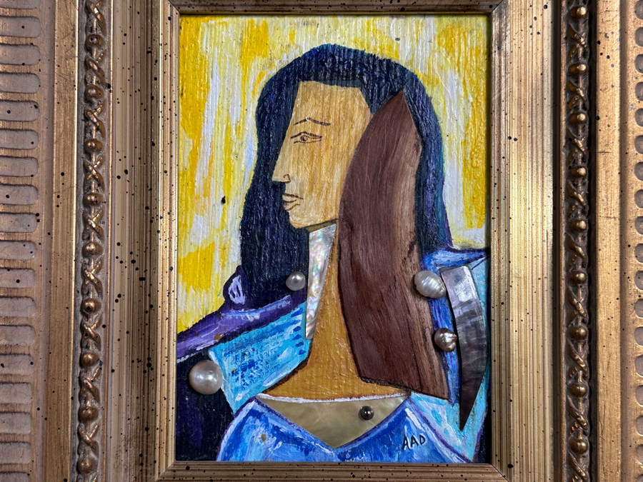 Aad Van Der Heyde (-2018, Dutch) Original Mixed Media Painting On Board Titled 'Moeata' Titled And Signed Verso Moorea (Island In French Polynesia) 5 X 7 Framed 13 X 15