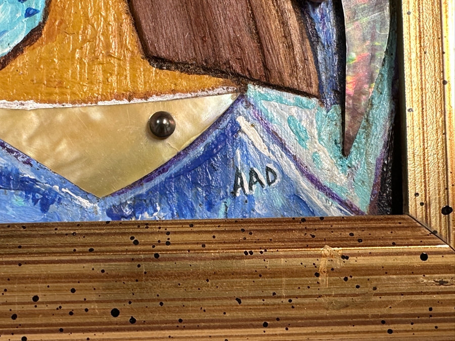 Aad Van Der Heyde (-2018, Dutch) Original Mixed Media Painting On Board Titled 'Moeata' Titled And Signed Verso Moorea (Island In French Polynesia) 5 X 7 Framed 13 X 15 [Photo 6]