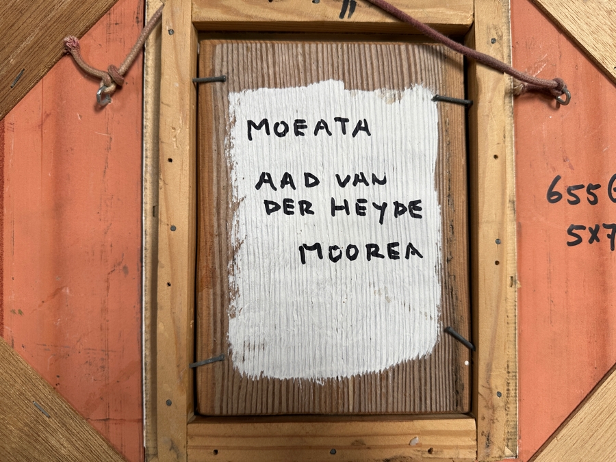 Aad Van Der Heyde (-2018, Dutch) Original Mixed Media Painting On Board Titled 'Moeata' Titled And Signed Verso Moorea (Island In French Polynesia) 5 X 7 Framed 13 X 15 [Photo 9]