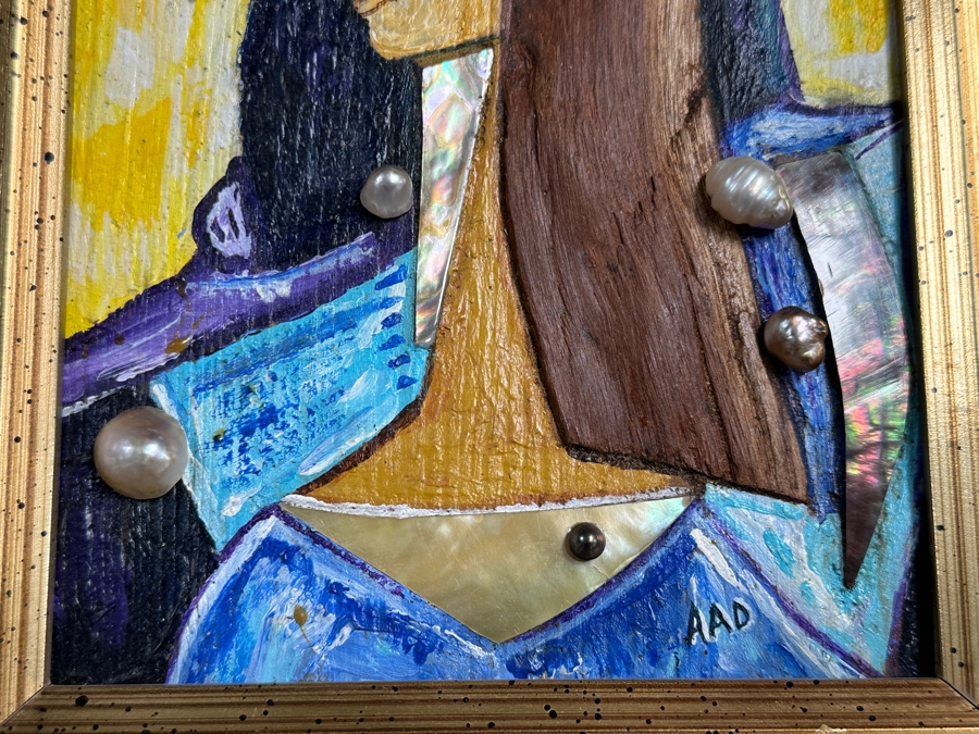 Aad Van Der Heyde (-2018, Dutch) Original Mixed Media Painting On Board Titled 'Moeata' Titled And Signed Verso Moorea (Island In French Polynesia) 5 X 7 Framed 13 X 15 [Photo 5]