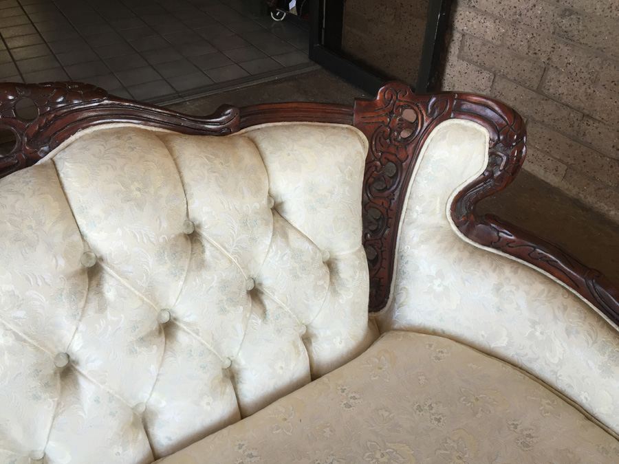 Beautiful Set of Reproduction Victorian Furniture (Sofa, Loveseat, & Chair) In Excellent Condition [Photo 15]