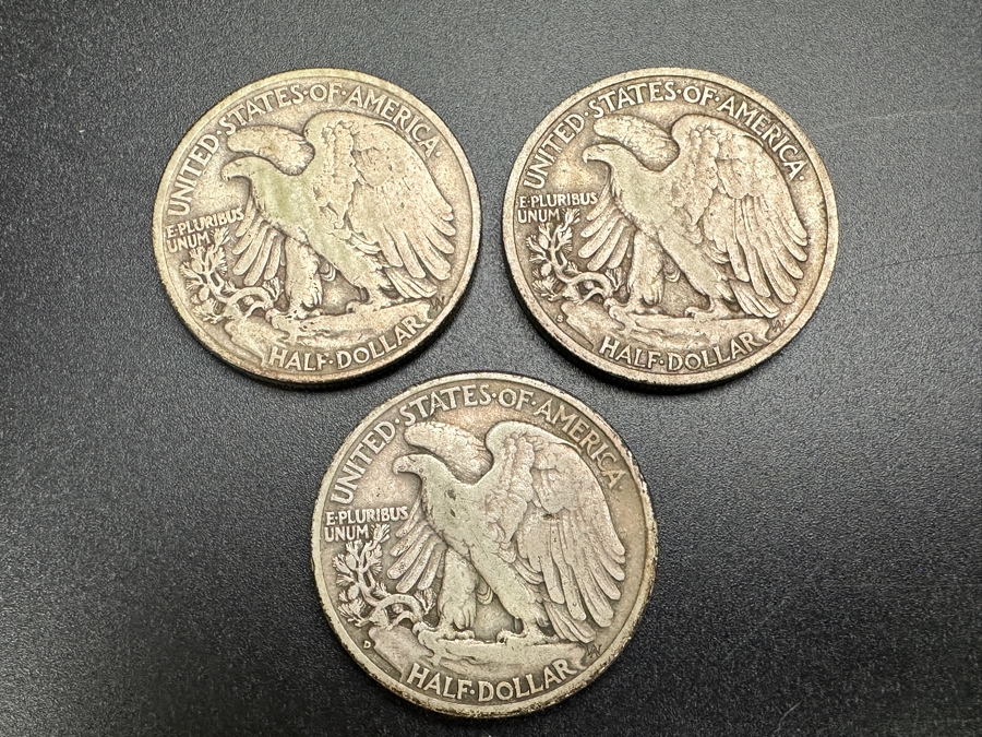 (3) Standing Walking Liberty Silver Half Dollars:  1937, 1937 S & 1937 D [Photo 5]