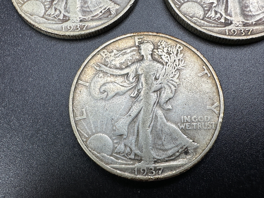 (3) Standing Walking Liberty Silver Half Dollars:  1937, 1937 S & 1937 D [Photo 4]