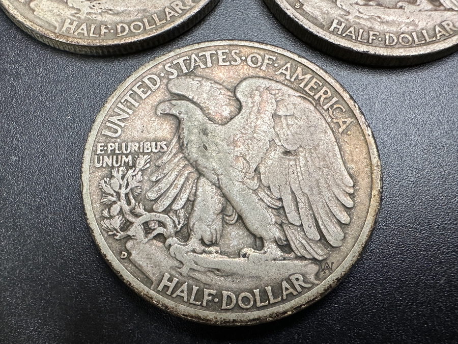 (3) Standing Walking Liberty Silver Half Dollars:  1937, 1937 S & 1937 D [Photo 8]