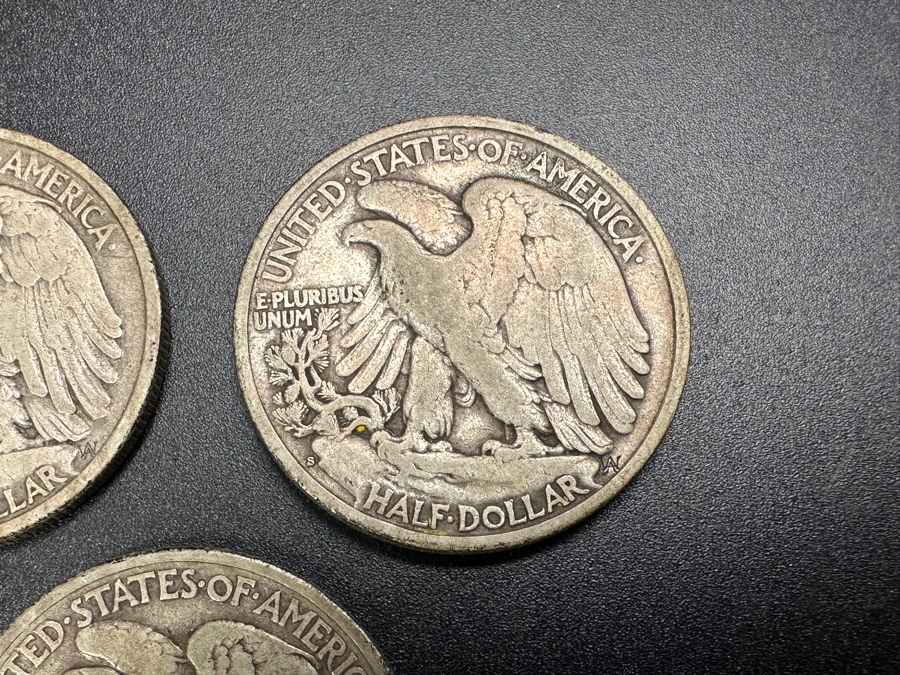 (3) Standing Walking Liberty Silver Half Dollars:  1938, 1939 S & 1939 D [Photo 7]