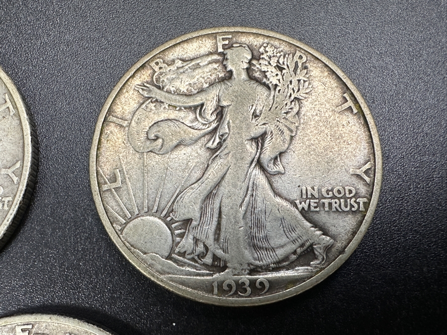 (3) Standing Walking Liberty Silver Half Dollars:  1938, 1939 S & 1939 D [Photo 3]