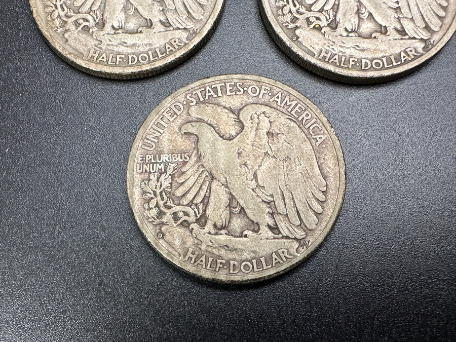 (3) Standing Walking Liberty Silver Half Dollars:  1938, 1939 S & 1939 D [Photo 8]