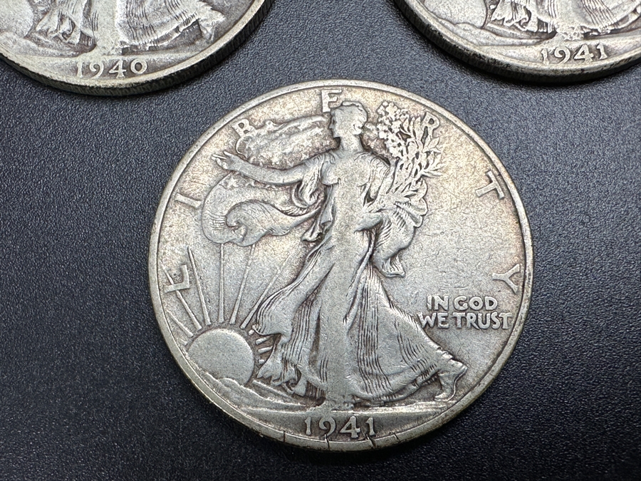 (3) Standing Walking Liberty Silver Half Dollars:  1940 S, 1941 S & 1941 S [Photo 4]