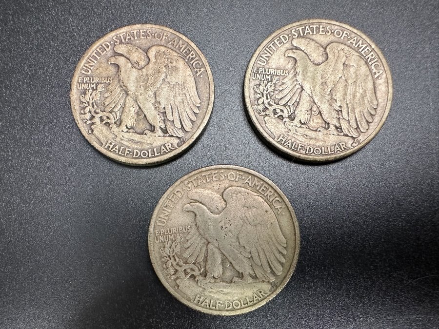 (3) Standing Walking Liberty Silver Half Dollars:  1940 S, 1941 S & 1941 S [Photo 6]