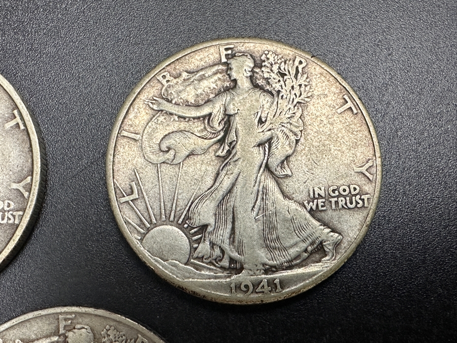 (3) Standing Walking Liberty Silver Half Dollars:  1940 S, 1941 S & 1941 S [Photo 3]